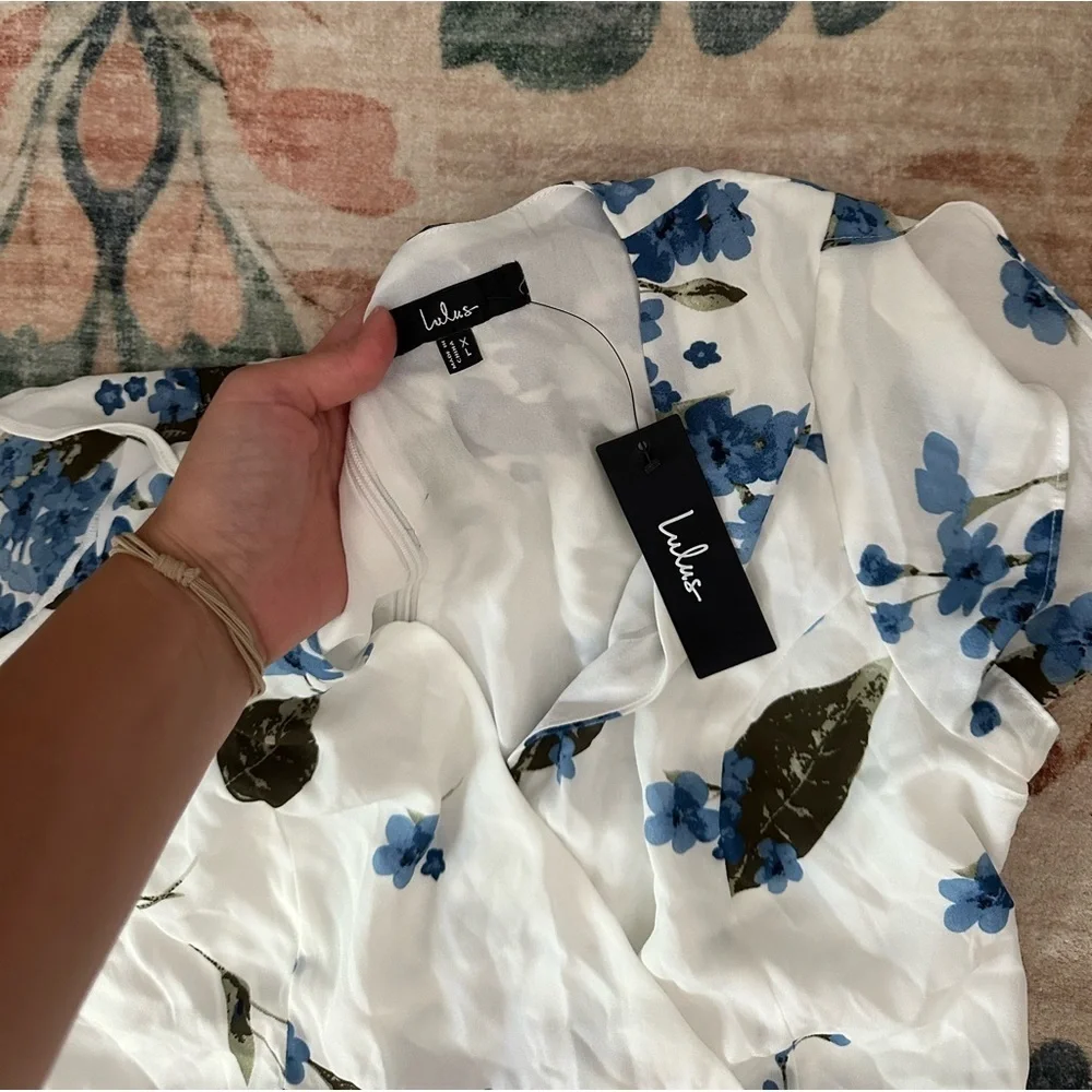 LULU’S French Countryside White Floral Print High-Low Dress